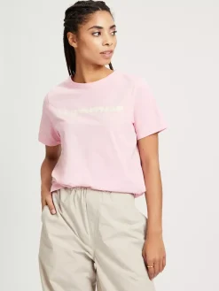 T-shirt damski jasnoróżowy z nadrukiem 56057-203 LIGHT PINK<Cross Jeans Online