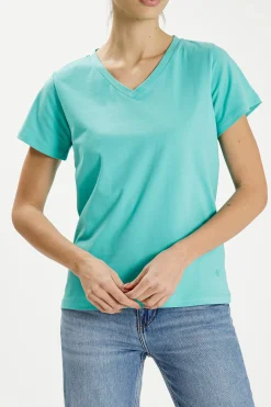 T-shirt damski turkusowy 55876-130 TURQUOISE<Cross Jeans Sale