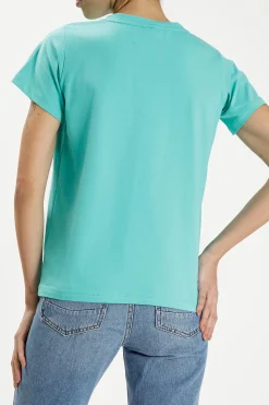 T-shirt damski turkusowy 55876-130 TURQUOISE<Cross Jeans Sale