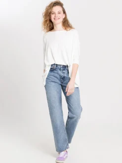 T-shirt damski z dłuższymi rękawami 55925-028<Cross Jeans Clearance