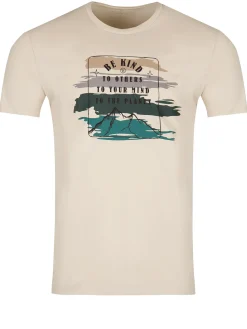 T-shirt męski beżowy 15774-009<Cross Jeans Clearance