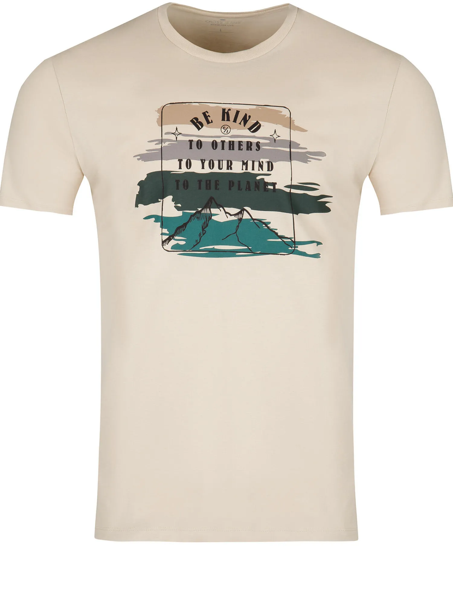 T-shirt męski beżowy 15774-009<Cross Jeans Clearance