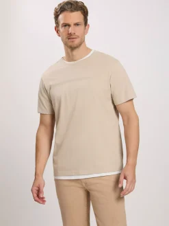T-shirt męski beżowy 16052-105 LIGHT BEIGE<Cross Jeans Online