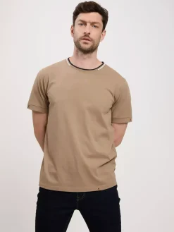 T-shirt męski beżowy 16023-053<Cross Jeans Sale