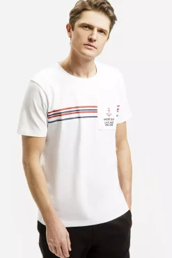 T-shirt męski biały 16077-008<Cross Jeans Outlet