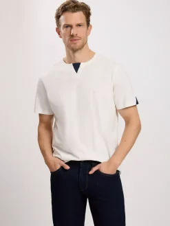 T-shirt męski biały 16092-008<Cross Jeans Clearance