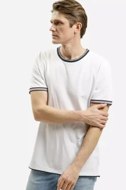 T-shirt męski biały 16071-008<Cross Jeans Outlet