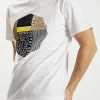 T-shirt męski biały z nadrukiem 15737-008<Cross Jeans Clearance