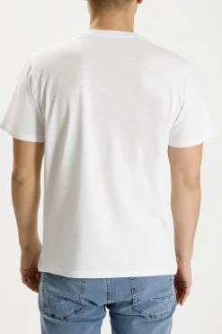 T-shirt męski biały z nadrukiem 15737-008<Cross Jeans Clearance
