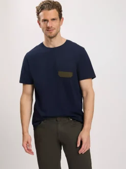 T-shirt męski granatowy 16106-001<Cross Jeans Fashion