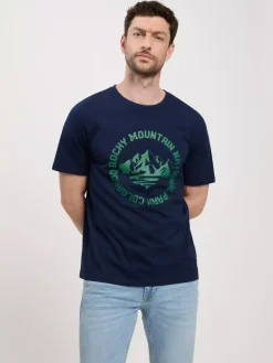 T-shirt męski granatowy 16017-001<Cross Jeans Sale