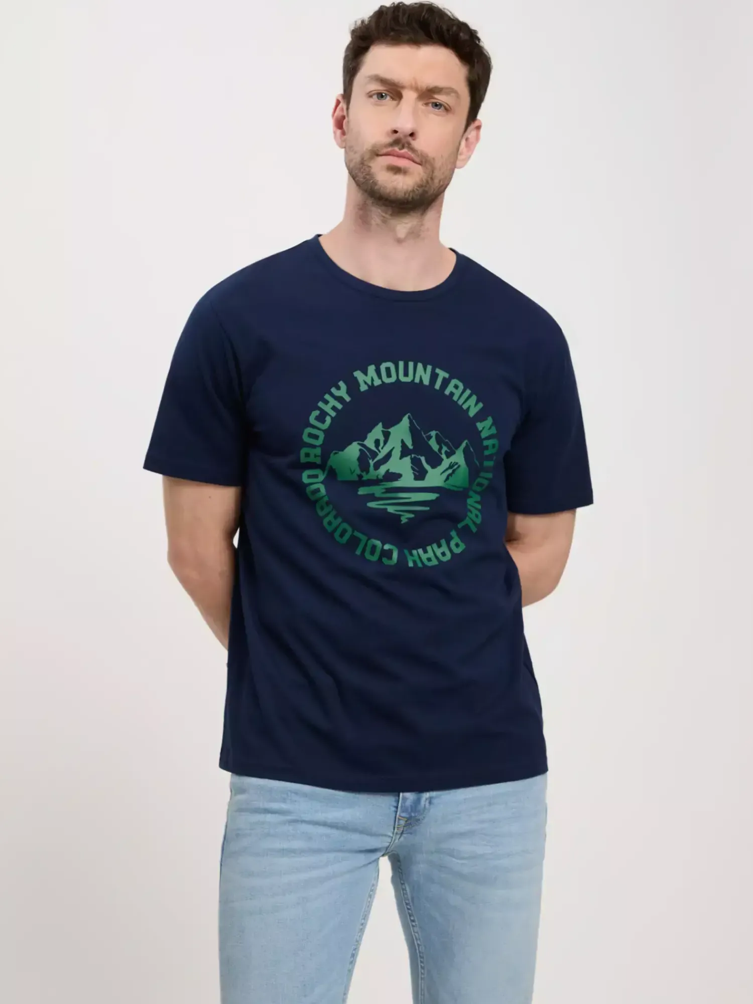 T-shirt męski granatowy 16017-001<Cross Jeans Sale