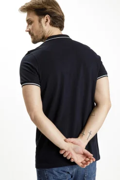 T-shirt męski granatowy polo 15295-001<Cross Jeans Clearance