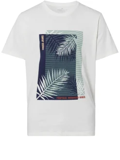 T-shirt męski jasny z nadrukiem 15802-028<Cross Jeans Clearance