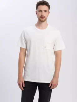 T-shirt męski jasny z nadrukiem 15770-028<Cross Jeans Discount
