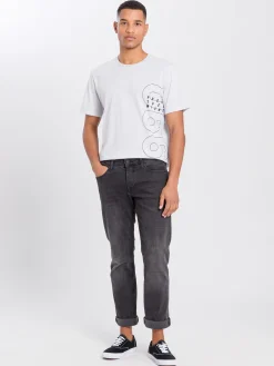 T-shirt męski jasny z nadrukiem 15794-201 ECRU MELANGE<Cross Jeans New