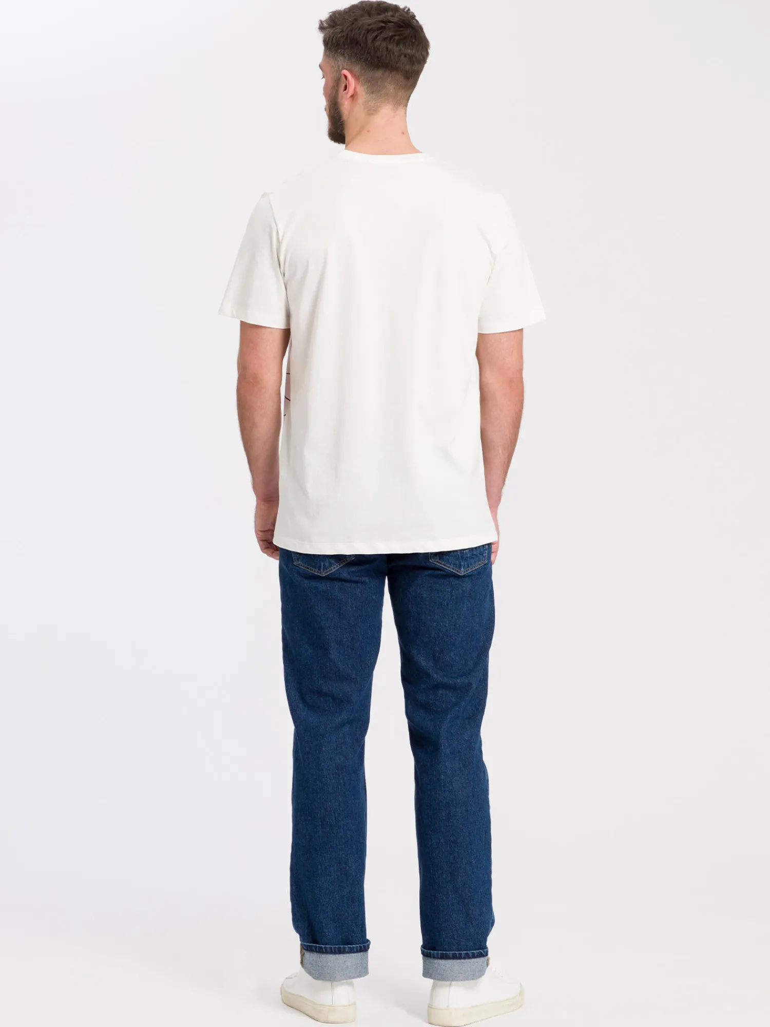 T-shirt męski jasny z nadrukiem 15788-028<Cross Jeans New