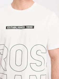 T-shirt męski jasny z nadrukiem 15788-028<Cross Jeans New