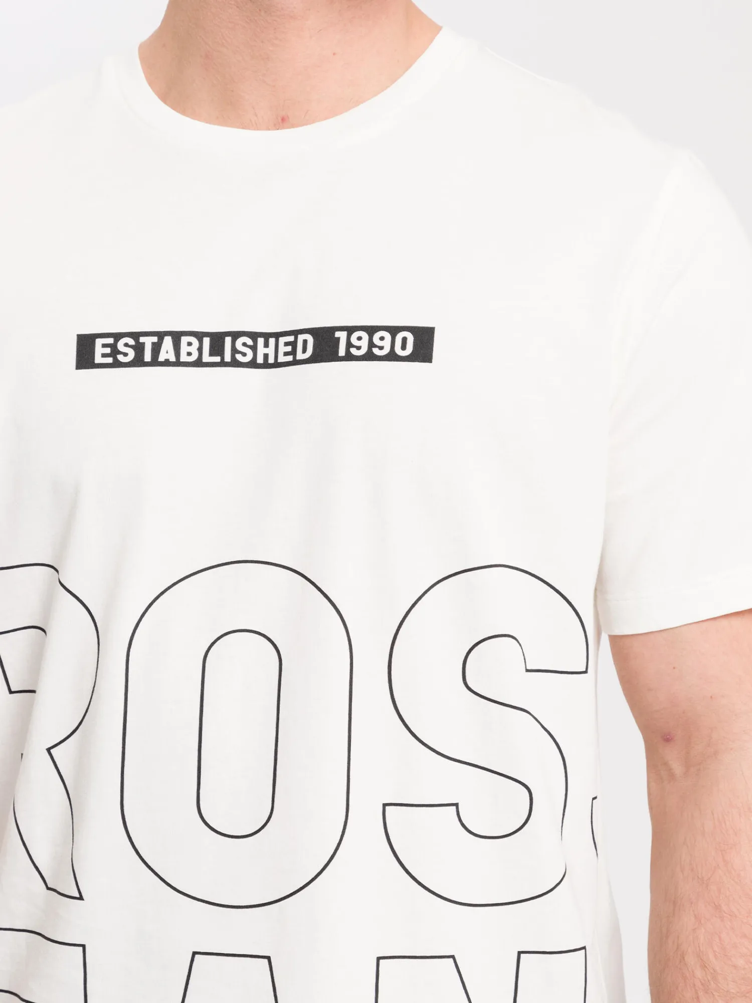 T-shirt męski jasny z nadrukiem 15788-028<Cross Jeans New