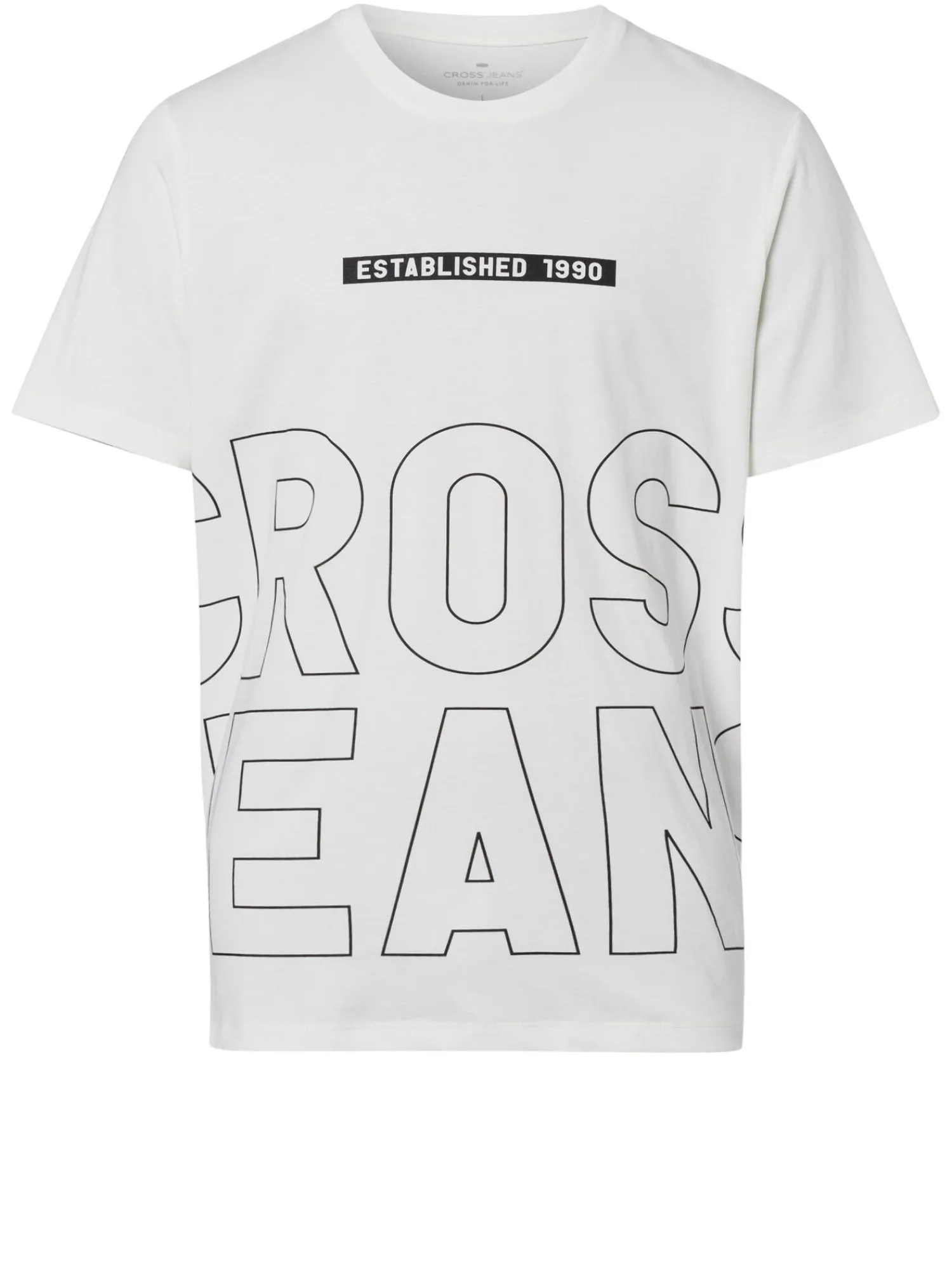 T-shirt męski jasny z nadrukiem 15788-028<Cross Jeans New