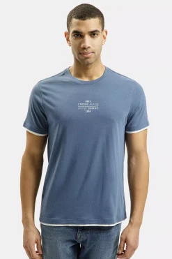 T-shirt męski niebieski 16057-005<Cross Jeans Sale