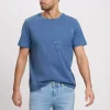 T-shirt męski niebieski 16055-005<Cross Jeans Discount