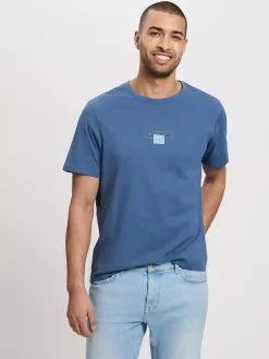 T-shirt męski niebieski 16054-005<Cross Jeans Outlet