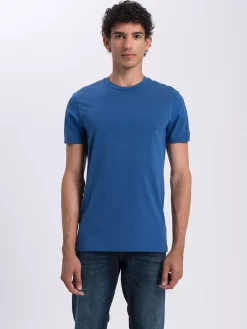 T-shirt męski niebieski 15722-005<Cross Jeans Outlet