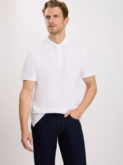 T-shirt męski polo biały 16087-008<Cross Jeans Outlet
