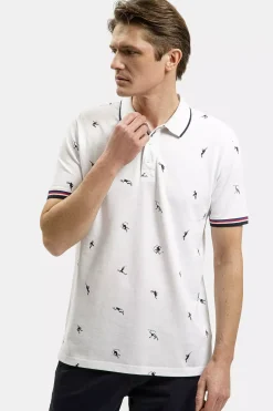 T-shirt męski polo biały 16084-008<Cross Jeans Clearance