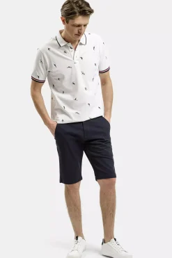 T-shirt męski polo biały 16084-008<Cross Jeans Clearance