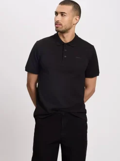 T-shirt męski polo czarny 16087-020<Cross Jeans Best