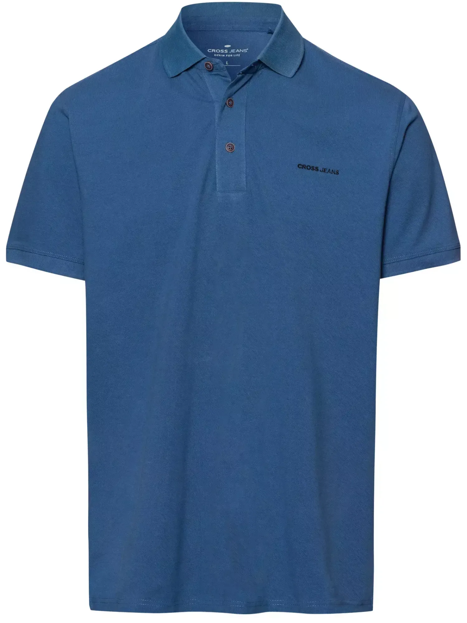 T-shirt męski polo niebieski 16081-005<Cross Jeans Fashion