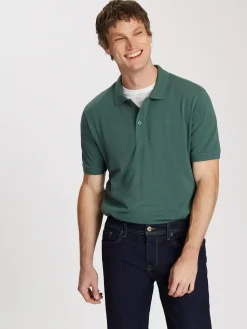 T-shirt męski polo zielony 16087-027<Cross Jeans Outlet