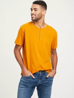 T-shirt męski pomarańczowy 15950-162<Cross Jeans Outlet