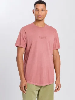 T-shirt męski różowy z nadrukiem 15805-639<Cross Jeans Clearance
