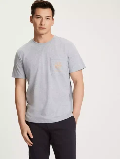 T-shirt męski szary z nadrukiem 15904-004 GREY MELANGE<Cross Jeans Hot