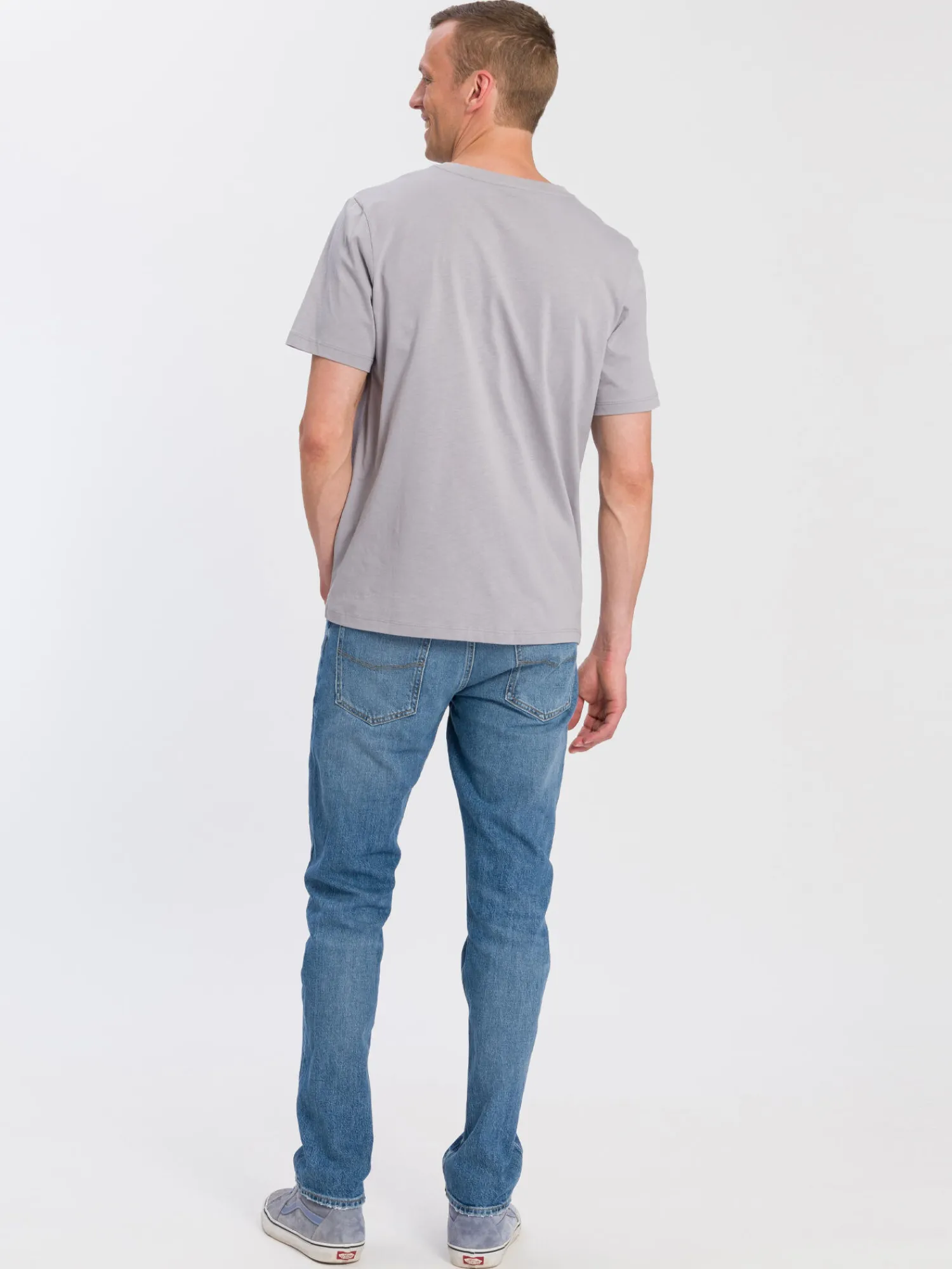 T-shirt męski szary z nadrukiem 15864-113 LIGHT GREY<Cross Jeans New