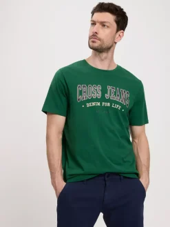 T-shirt męski zielony 16016-530 DEEP FOREST<Cross Jeans Best