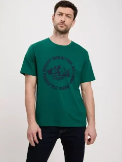 T-shirt męski zielony 16017-027<Cross Jeans Sale