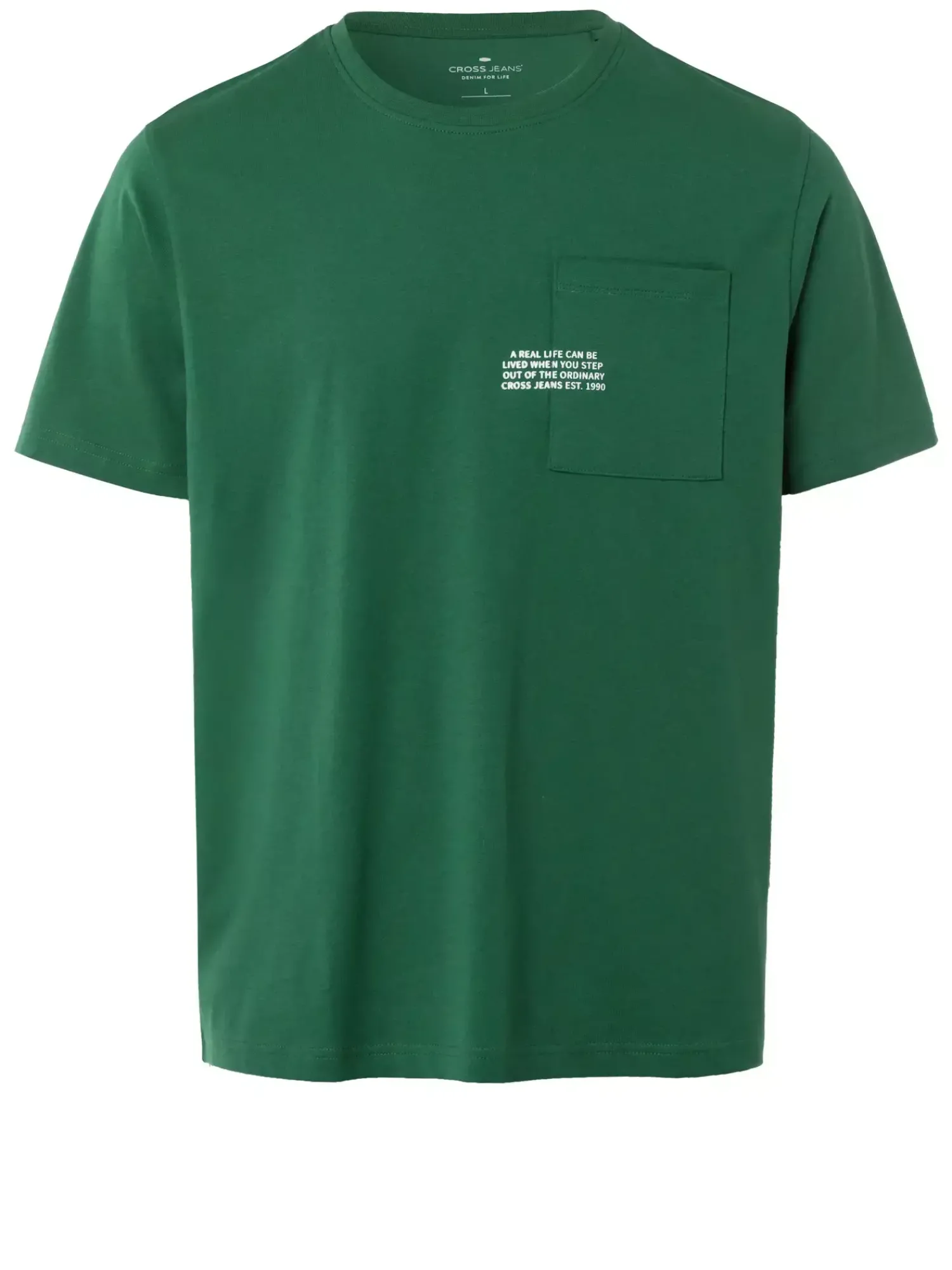 T-shirt męski zielony 16059-204 LIGHT GREEN<Cross Jeans Discount