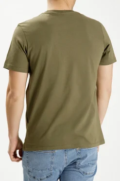 T-shirt męski zielony z nadrukiem 15744-002<Cross Jeans Discount
