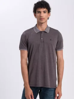 T-shirt polo męski szary 15698-187<Cross Jeans Sale